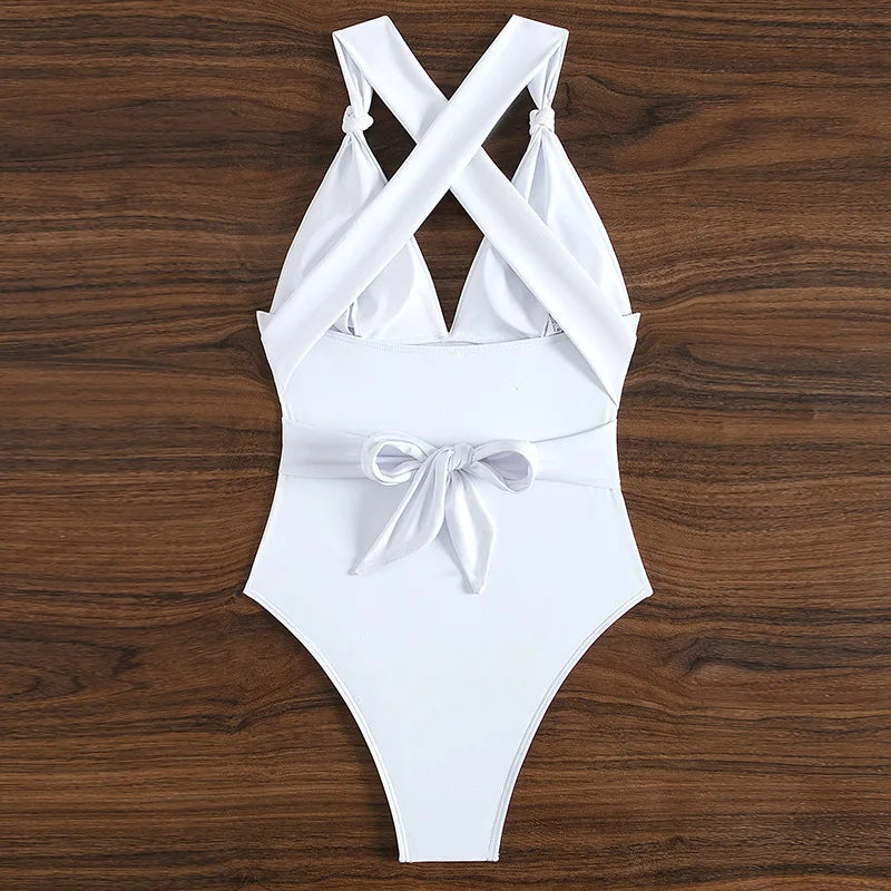 Sexy White One Piece Swimsuit for Women
