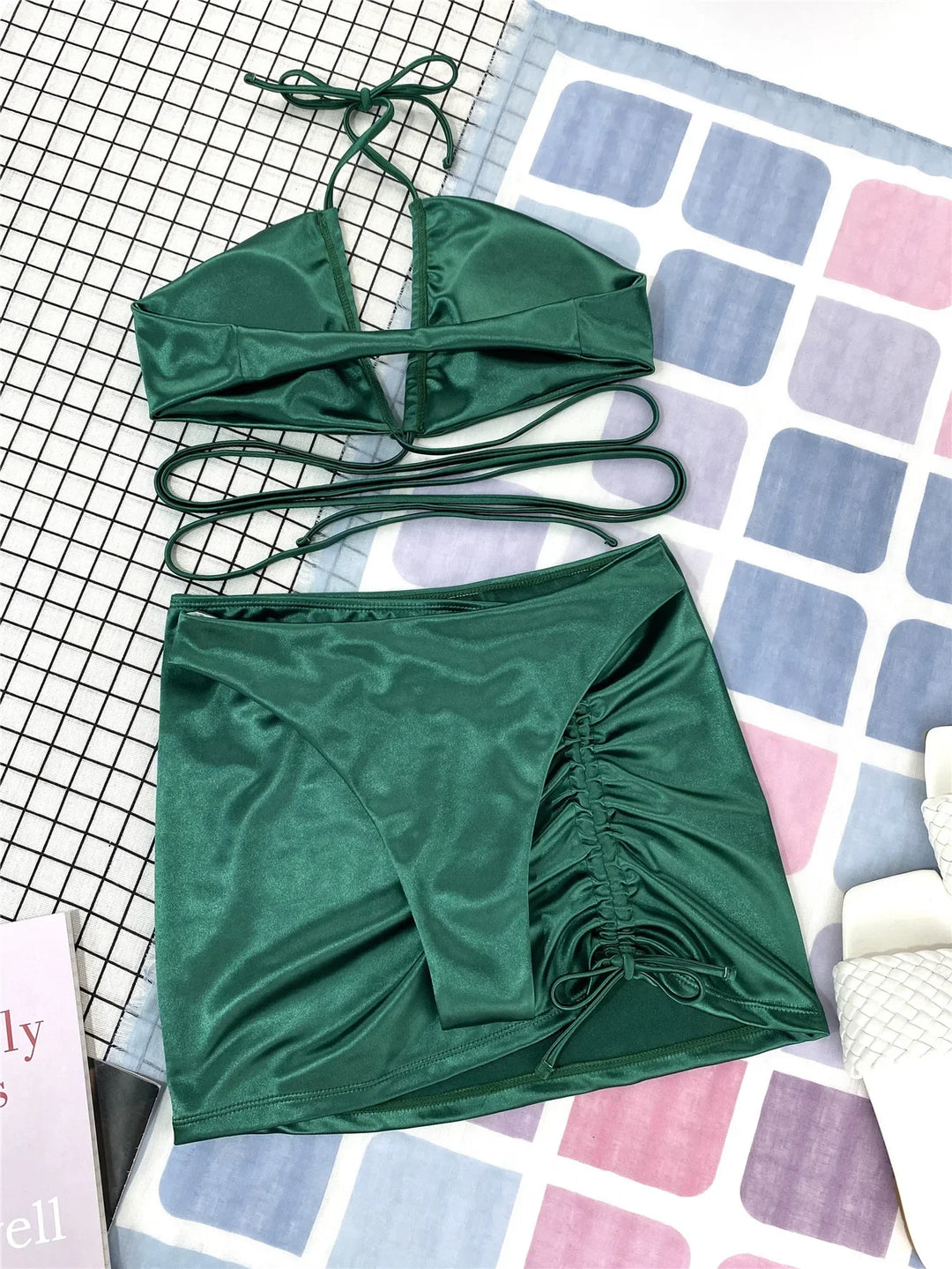 Green 3 Pieces Women Sexy Swimsuit