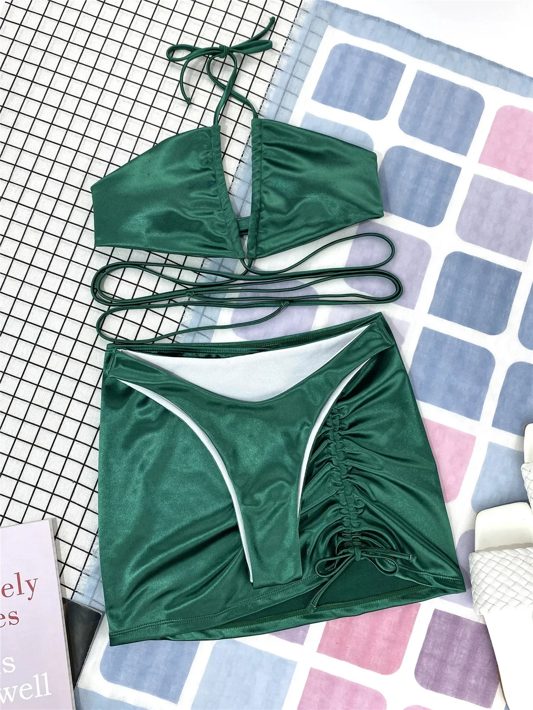 Green 3 Pieces Women Sexy Swimsuit